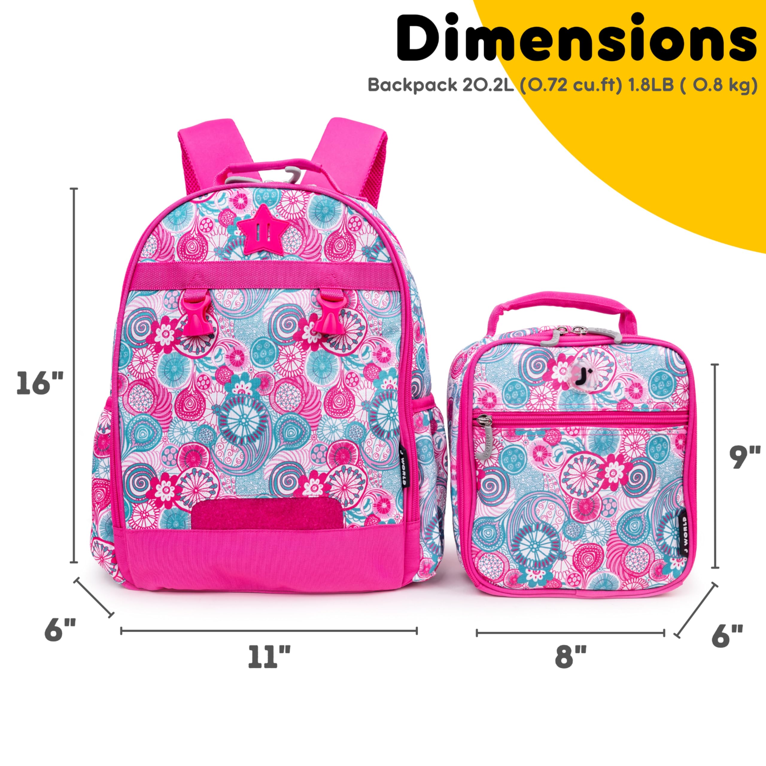 J World Duet Kids Backpack & Lunch Box Set For Boys & Girls Pre-K to Elementary School, Blue Raspberry - Image 6