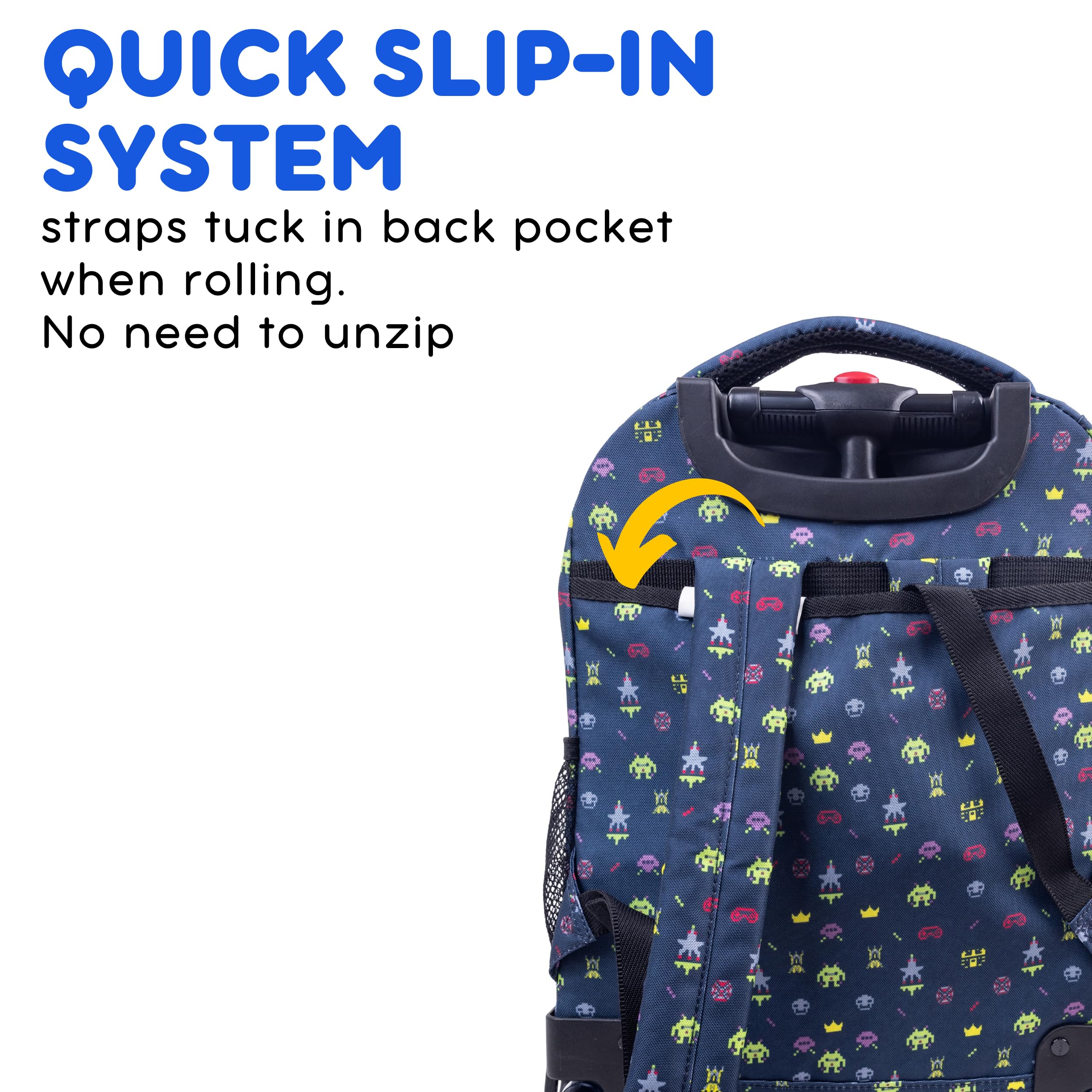 J World Sunny Rolling Backpack for Kids. Roller Bag With Wheels, Game - Image 5